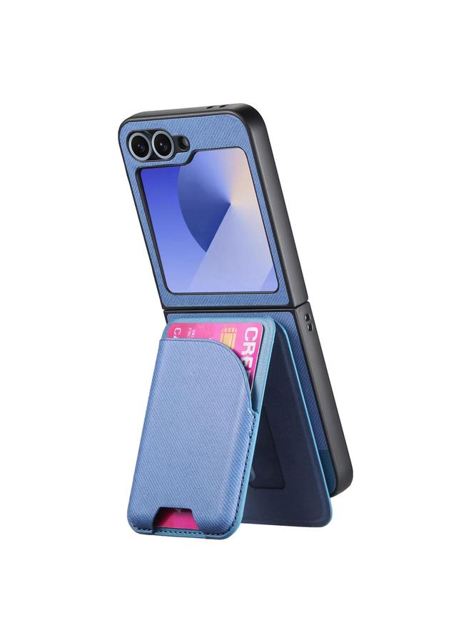 S-TOP Case For Samsung Galaxy Z Flip6 Twill Fabric Leather Skin Card Bag Magnetic Back Phone Case - Image 4