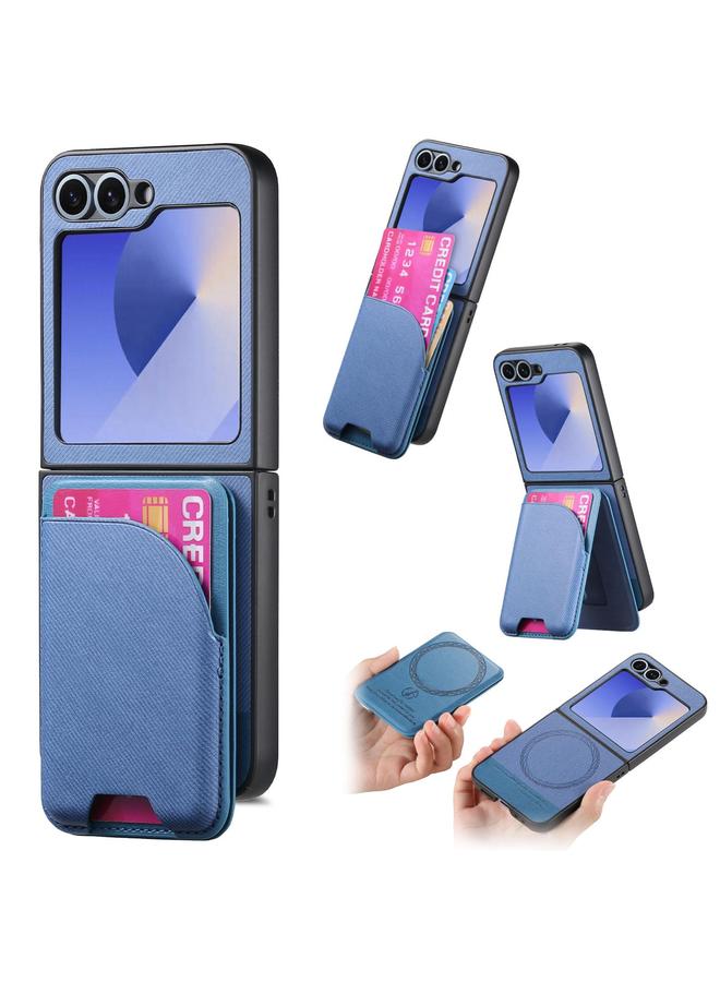 S-TOP Case For Samsung Galaxy Z Flip6 Twill Fabric Leather Skin Card Bag Magnetic Back Phone Case - Image 1