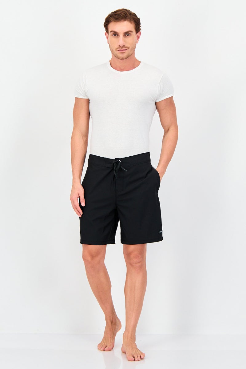 Hurley شورتات سباحة للرجال بشعار العلامة التجارية، أسود - Image 4