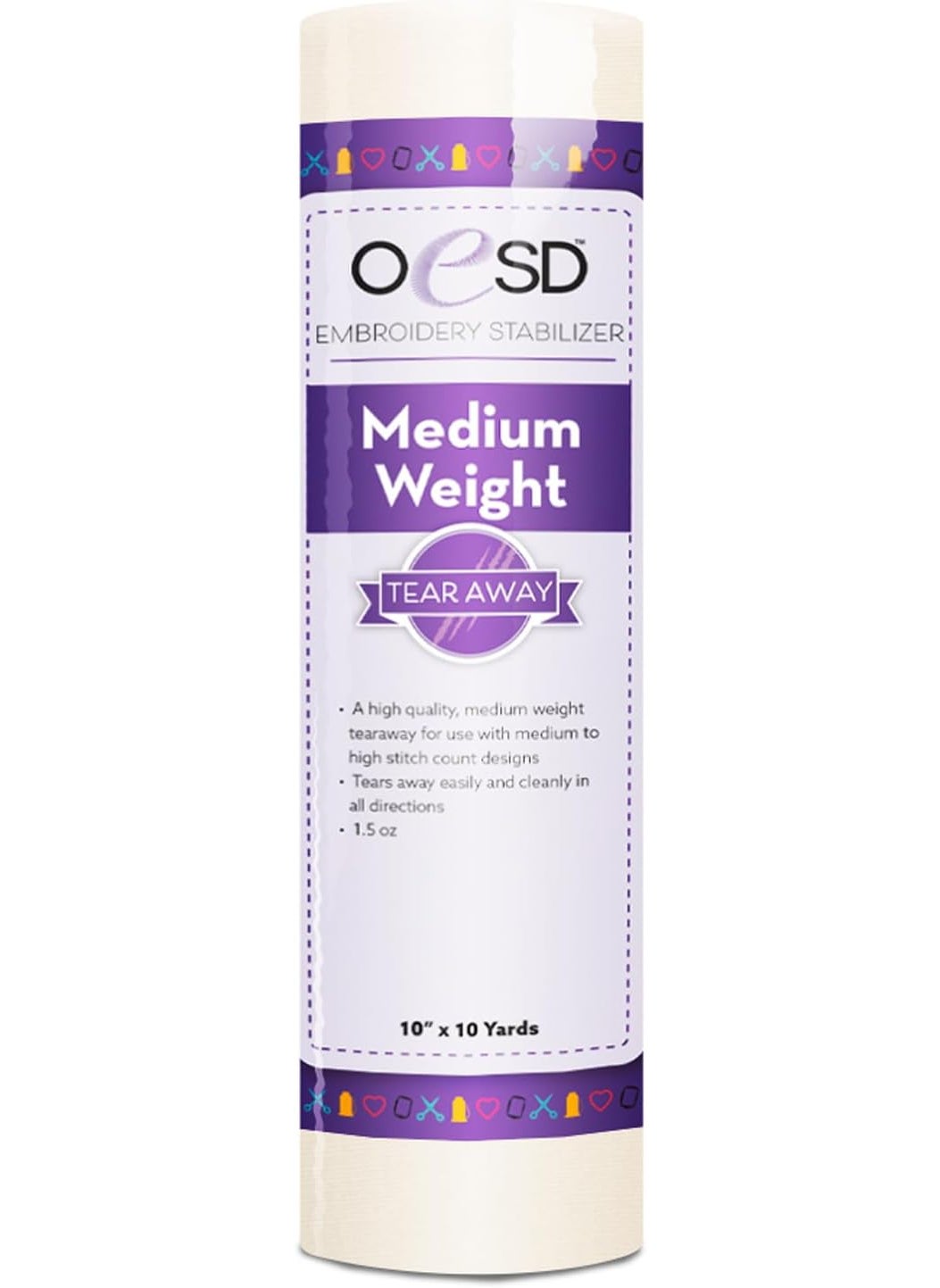OESD OESD Medium Weight Tear Away Embroidery Stabilizer 10 x 10 Yd Roll  - Image 1