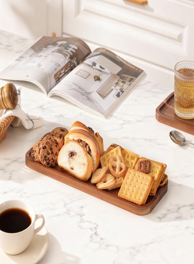 HOMKULA Acacia Wood Serving Platters and Trays - 14" x 5.5" Wooden Mini Charcuterie Boards, Small Cheese Board, Rectangle Wooden Tray for Kitchen Counter, Bathroom, Home Decor, Party (10, 14"X5.5") - Image 5