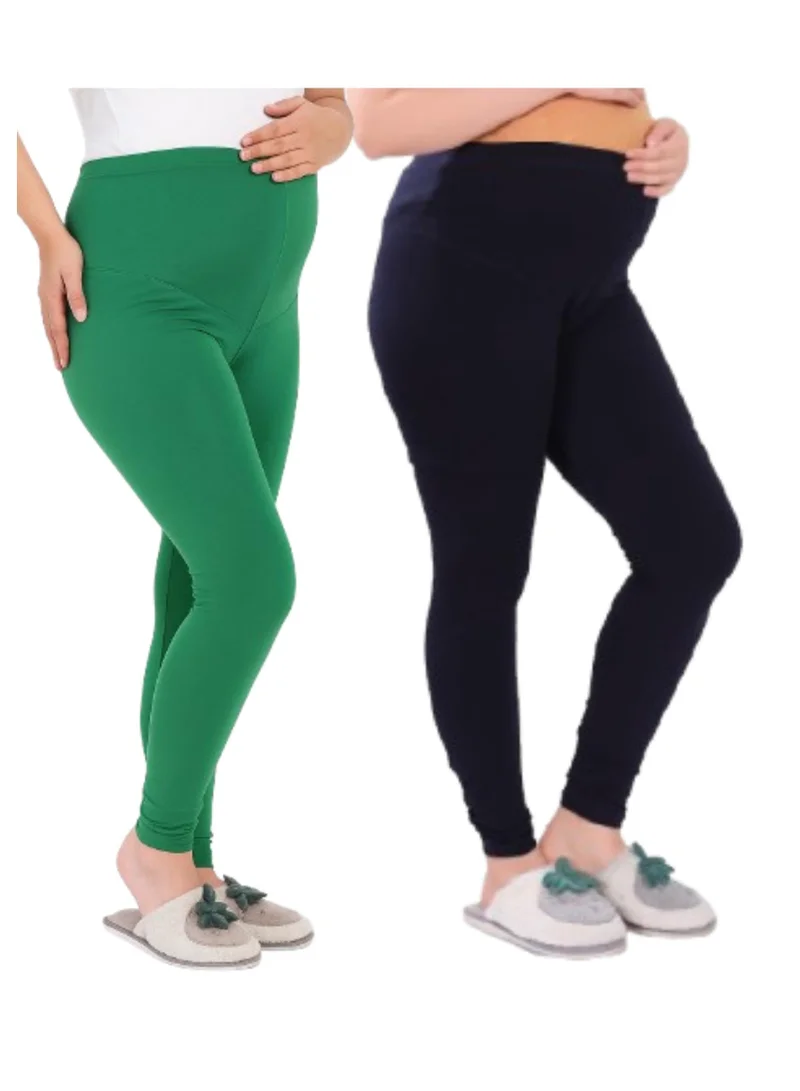 TUMMY Pack of 2 Soft Stretchable High-Waisted Maternity Workout Leggings for Women
