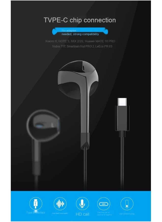 USB C Headphones In Ear TPYE C Earphones HiFi Stereo Noise reduction Earphones with Mic and Volume Control Headphones  - Image 2