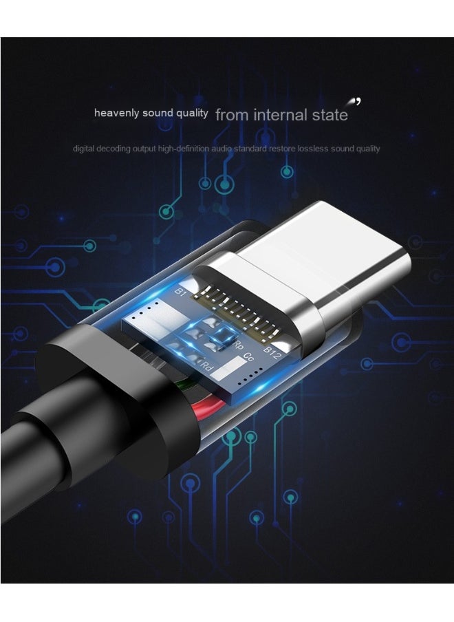 USB C Headphones In Ear TPYE C Earphones HiFi Stereo Noise reduction Earphones with Mic and Volume Control Headphones  - Image 3