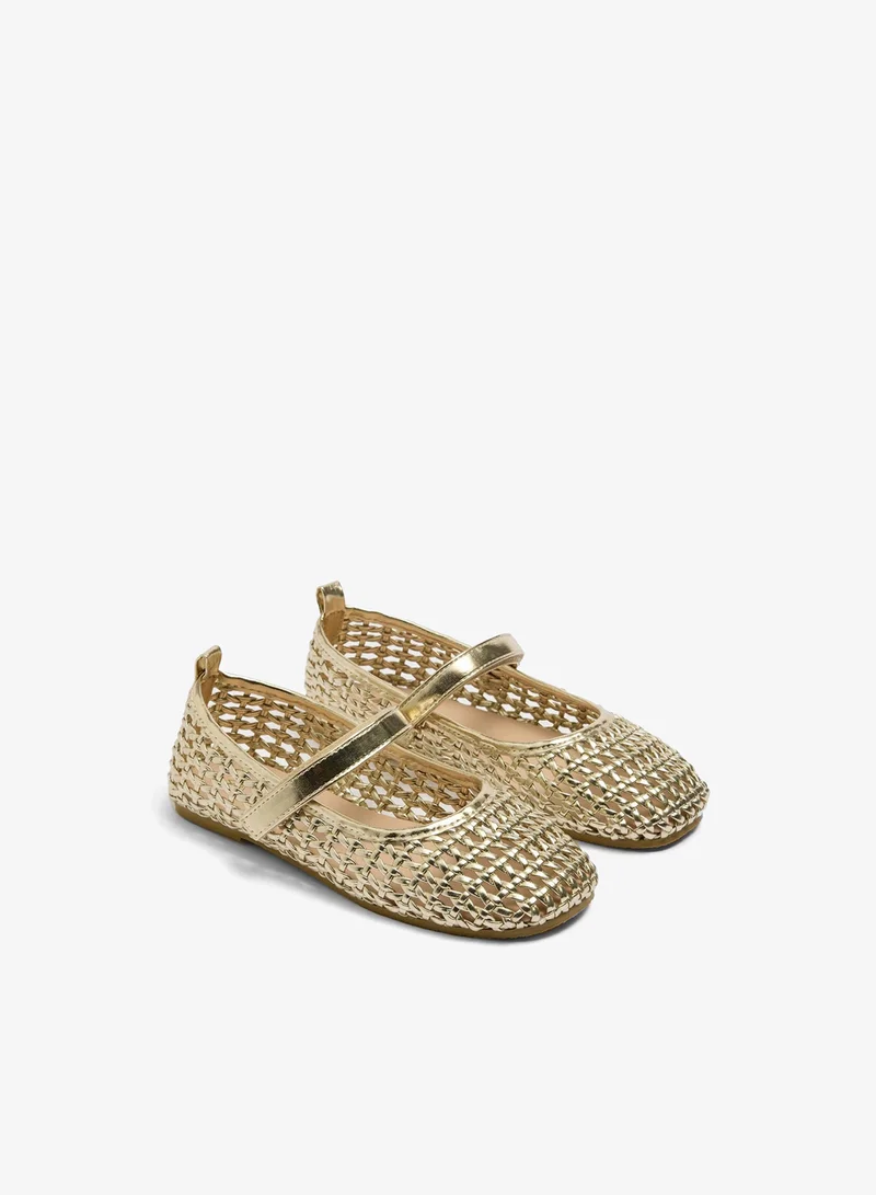 Matalan Girls Gold Woven Ballet Flats
