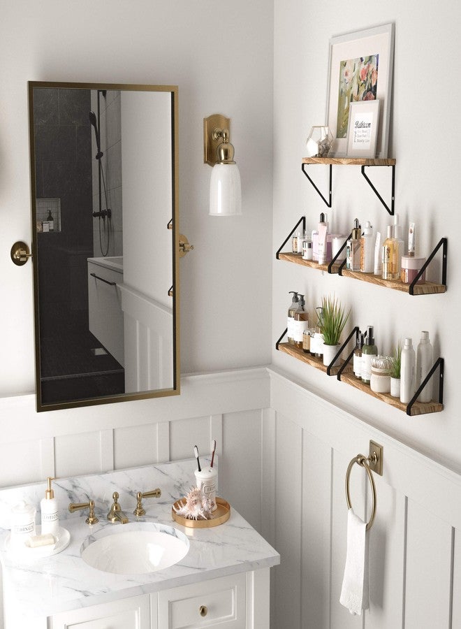 والنيتشر رف حائط عائم من Wallniture Ponza، مقاس 17 بوصة × 4.5 بوصة، مناسب للحمام، رفوف كتب خشبية صغيرة للتخزين على الحائط، رف يُثبت على الحائط، مناسب لغرفة الطعام، غرفة النوم، غرفة المعيشة، المكتب والمطبخ، لون محروق، 5 قطع - Image 3