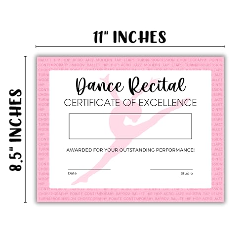 Lashicorn Dance Achievement Certificate of Excellence Recital Awards | 50 pk 8.5x11” in Dance Team Competition for Students Paper Girls Gifts - Image 3