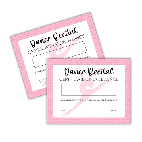 Lashicorn Dance Achievement Certificate of Excellence Recital Awards | 50 pk 8.5x11” in Dance Team Competition for Students Paper Girls Gifts - Image 1