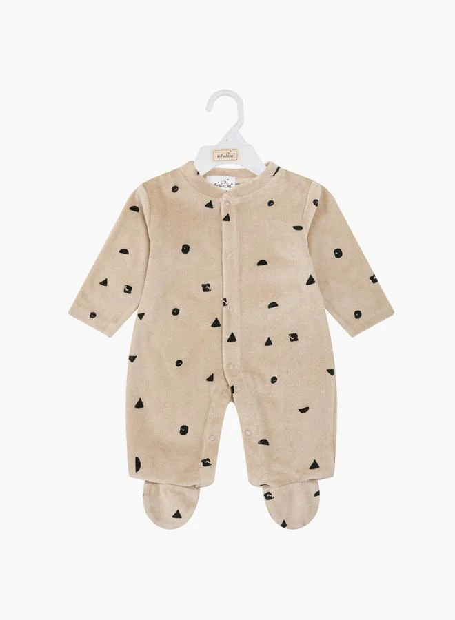 Luna & Lily Baby Boys Printed Velour Footed Sleepsuit