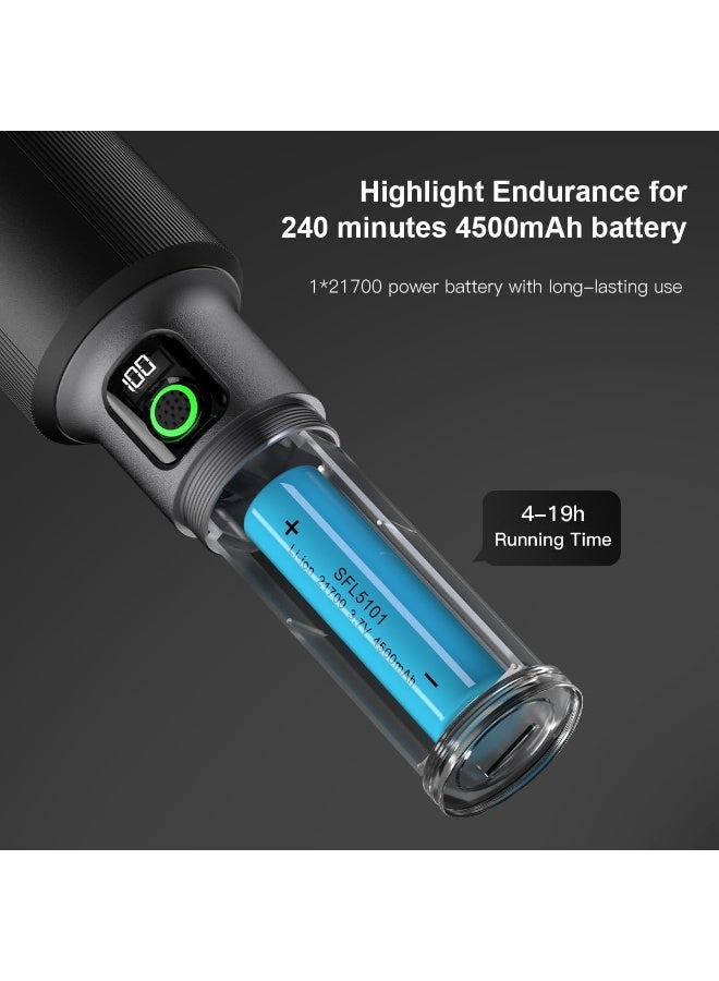 Philips 60W High Power LED Torch Light | 2000 Lumens Brightness | 680M Long-Range Beam | 4500mAh Rechargeable Battery | Telescopic Zoom | 4 Lighting Modes (High, Low, Strobe, SOS) | Alloy Body | Water & Drop Resistant Flashlight for Indoor, Camping, Exploration & Emergency grey - Image 5