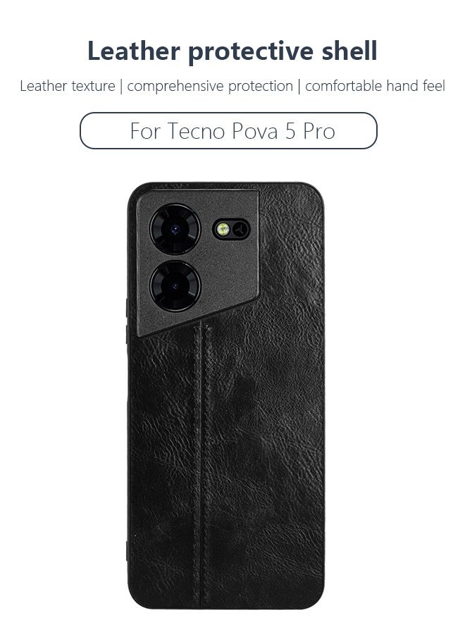 Occuwzz Tecno Pova 5 Pro Case Stitched Technology Case 5G Case Full Coverage Case PU Leather PC TPU Material Case Soft Grip Luxury Durable Scratch-Proof Full Case - Image 3
