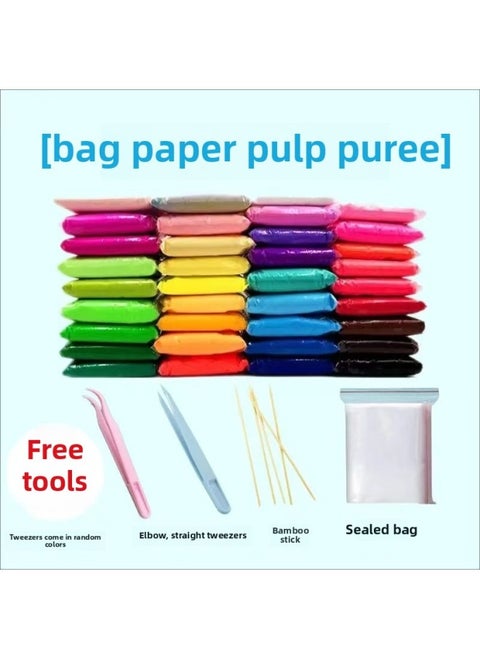 Pulp Mud Material Color Three-dimensional Effect Group Building Activities DIY Kindergarten Handmade-Color:20g 42 Colors With Free Tools In Bag