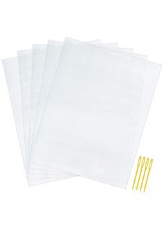 Pllieay 5 Pieces 7 Count Plastic Mesh Canvas Sheets, Eye Mesh For Embroidery, Acrylic Yarn Crafting, Knit And Crochet Projects, Make Aquarium Dividers(10.2 X 13.2 Inch, With 4 Pieces Weaving Needles)  - Image 1