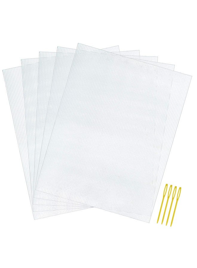 بليلي 5 قطع من قماش شبكي بلاستيكي مكون من 7 قطع، شبكة عين للتطريز، صناعة خيوط الأكريليك، مشاريع الحياكة والكروشيه، صنع فواصل أحواض السمك (10.2 × 13.2 بوصة، مع 4 قطع من إبر النسيج) - Image 1