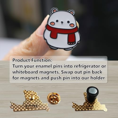 WFCYX 15 Magnetic Pin Backs for Enamel Pins (Black), Converts Pins into Refrigerator Magnets & Put Your Pins on Fridge for Seasonal Decorations and Gifts, Enamel Pins Not Included - Image 3