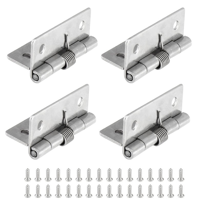 Luomorgo 4 Pcs Spring Loaded Hinges for Cabinets 2 Inch Length Stainless Steel Spring Hinges Self Closing