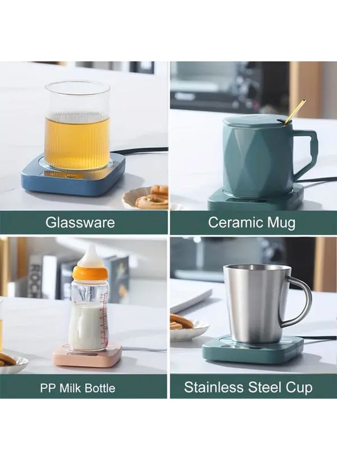 Green USB Electric Mug Warmer For Office Desk Valentine Day Gift For Couples Minimalist Design Smooth Surface Coffee Lovers - Image 5