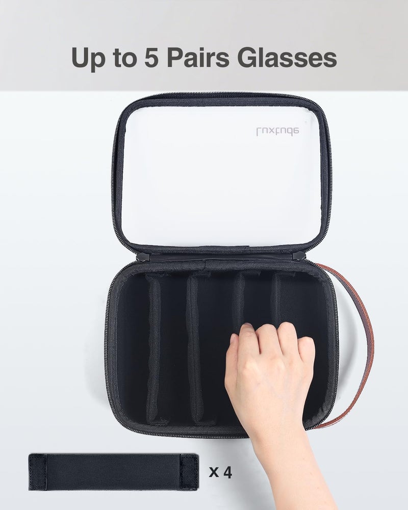 Luxtude Travel Sunglasses Organizer Case for Women Men, Glasses Case Multiple Pairs with Adjustable Slots, Hard Shell Sunglass Storage Cases, Clear Eyeglass Organizer for Multiple Glasses, Black - Image 3