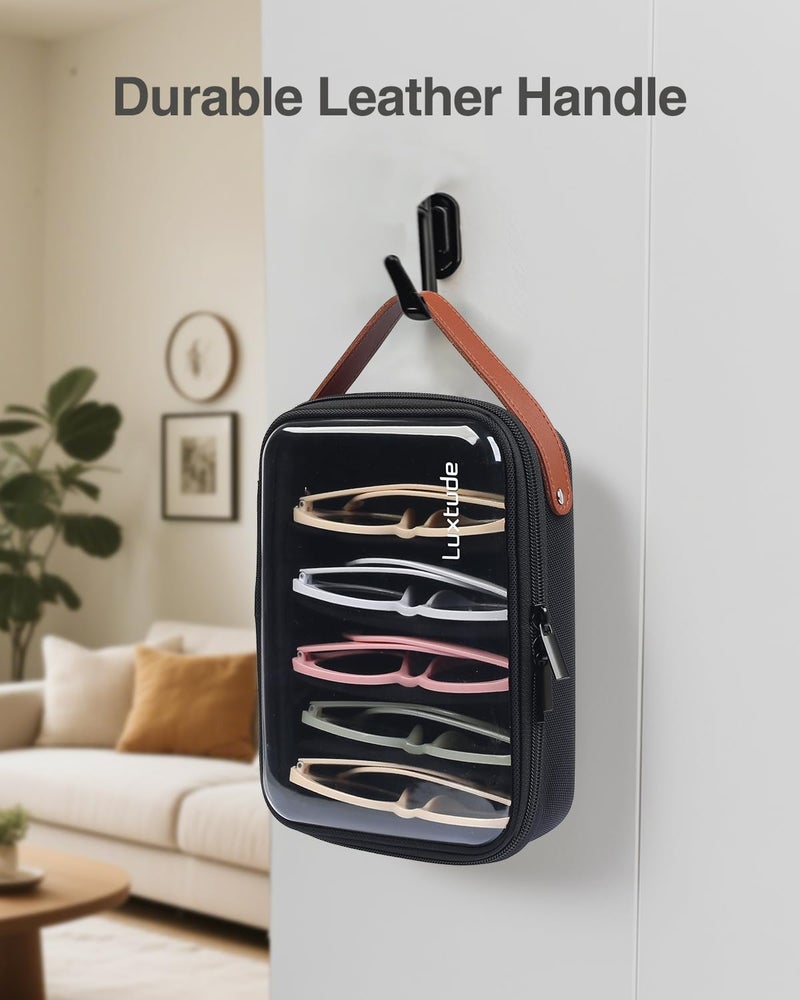 Luxtude Travel Sunglasses Organizer Case for Women Men, Glasses Case Multiple Pairs with Adjustable Slots, Hard Shell Sunglass Storage Cases, Clear Eyeglass Organizer for Multiple Glasses, Black - Image 5