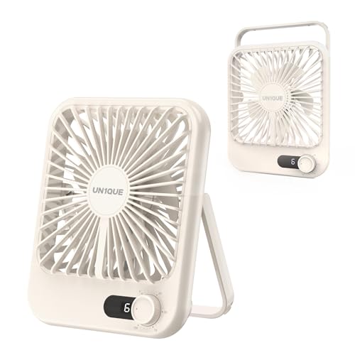 UN1QUE Slim Portable Desk Fan, 0-100 Speeds Adjustable Mini Fan, Rechargable Fan with Fragrance Function, Long Battery-Life Personal Fan for Home Outdoor, An Aromatherapy Tablet Included - Image 1