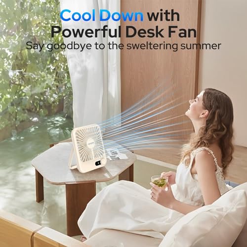UN1QUE Slim Portable Desk Fan, 0-100 Speeds Adjustable Mini Fan, Rechargable Fan with Fragrance Function, Long Battery-Life Personal Fan for Home Outdoor, An Aromatherapy Tablet Included - Image 5
