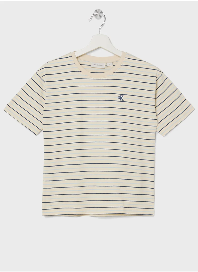 كالفن كلاين جينز Youth Striped Logot-Shirt