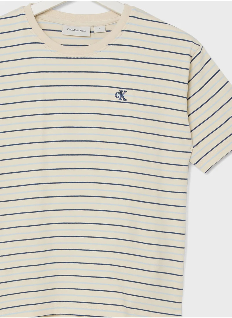 كالفن كلاين جينز Youth Striped Logot-Shirt