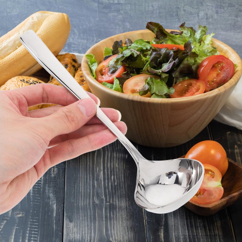 Stainless Steel Gravy Sauce Ladle Set 2Pcs 7 4 Inch Long Handle Soup Serving Spoon - Image 5