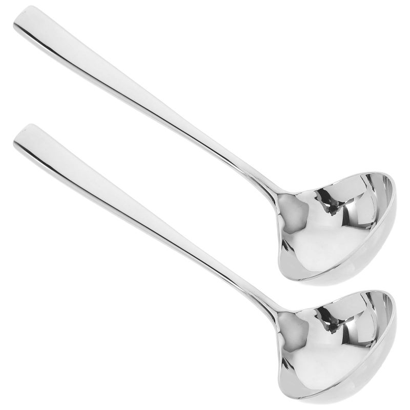 Stainless Steel Gravy Sauce Ladle Set 2Pcs 7 4 Inch Long Handle Soup Serving Spoon - Image 2