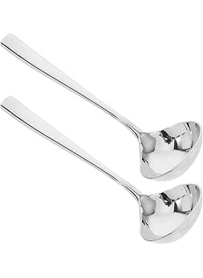 Stainless Steel Gravy Sauce Ladle Set 2Pcs 7 4 Inch Long Handle Soup Serving Spoon - Image 1