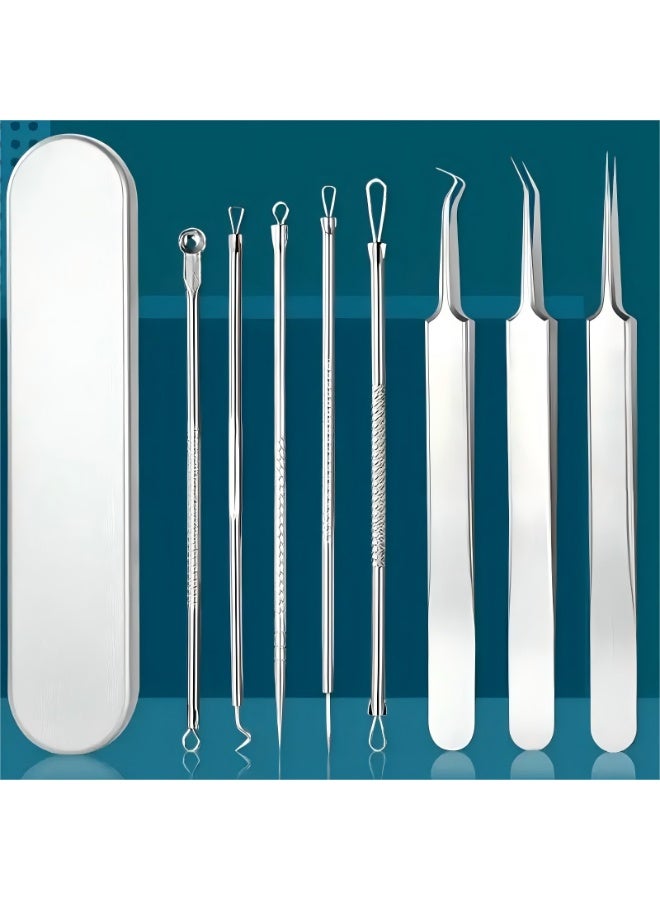 LANGMANNI مجموعة ملاقط حب الشباب من FORICOM المصنوعة من الفولاذ المقاوم للصدأ، أداة استخراج كوميدون بدقة فائقة، تنظيف عميق للعناية بالبشرة، أدوات إزالة الرؤوس السوداء وحب الشباب خالية من الزيت للاستخدام على الجسم - Image 1