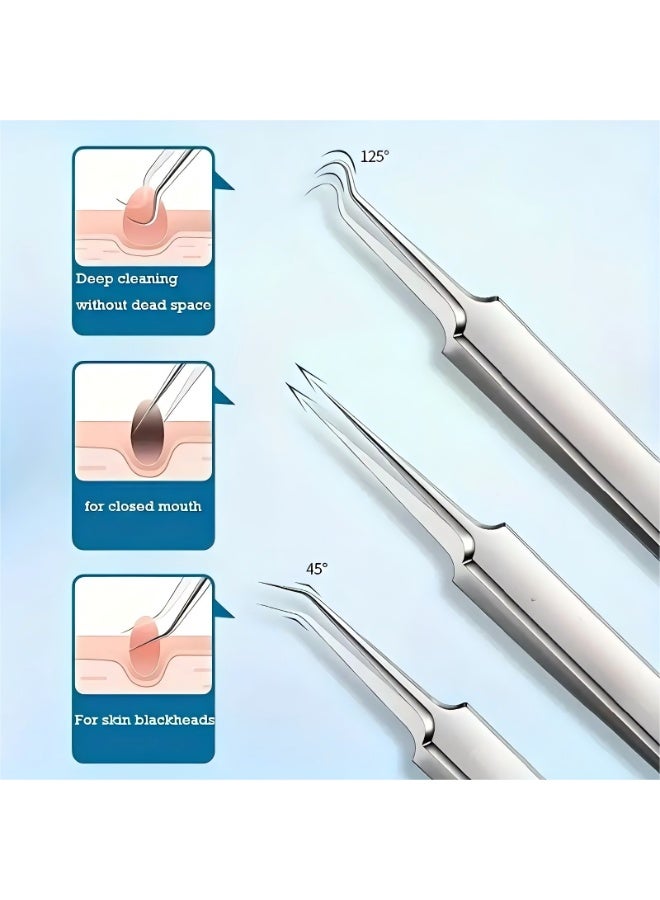 LANGMANNI مجموعة ملاقط حب الشباب من FORICOM المصنوعة من الفولاذ المقاوم للصدأ، أداة استخراج كوميدون بدقة فائقة، تنظيف عميق للعناية بالبشرة، أدوات إزالة الرؤوس السوداء وحب الشباب خالية من الزيت للاستخدام على الجسم - Image 3