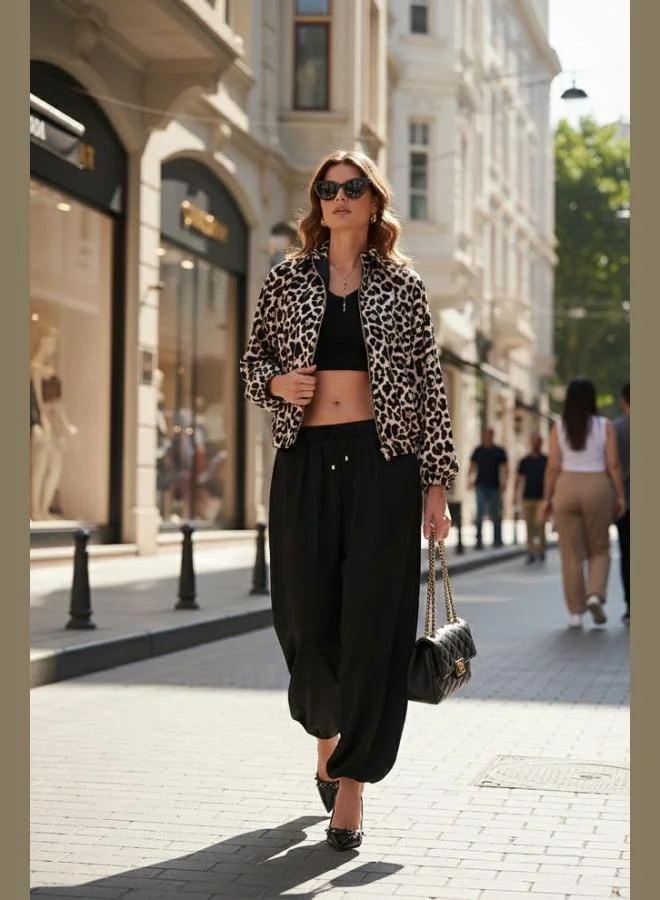 ليلا بنطلون شالوار نسائي ليلا بقصة بالون واسعة ورباط من الساتان