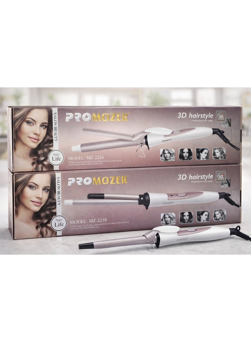 جهاز تجعيد الشعر الاحترافي ثلاثي الأبعاد من بروموزر - مكواة تجعيد شعر صالونات التجميل بتقنية التسخين السريع - أداة تصفيف شعر تدوم طويلاً للنساء - موديل MZ-2216 / MZ-2218 - Image 2