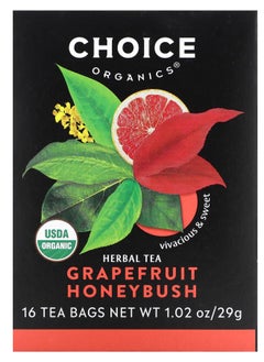Choice Organic Teas Herbal Tea Grapefruit Honeybush Caffeine Free 16 Tea Bags 1.02 oz (29 g) 