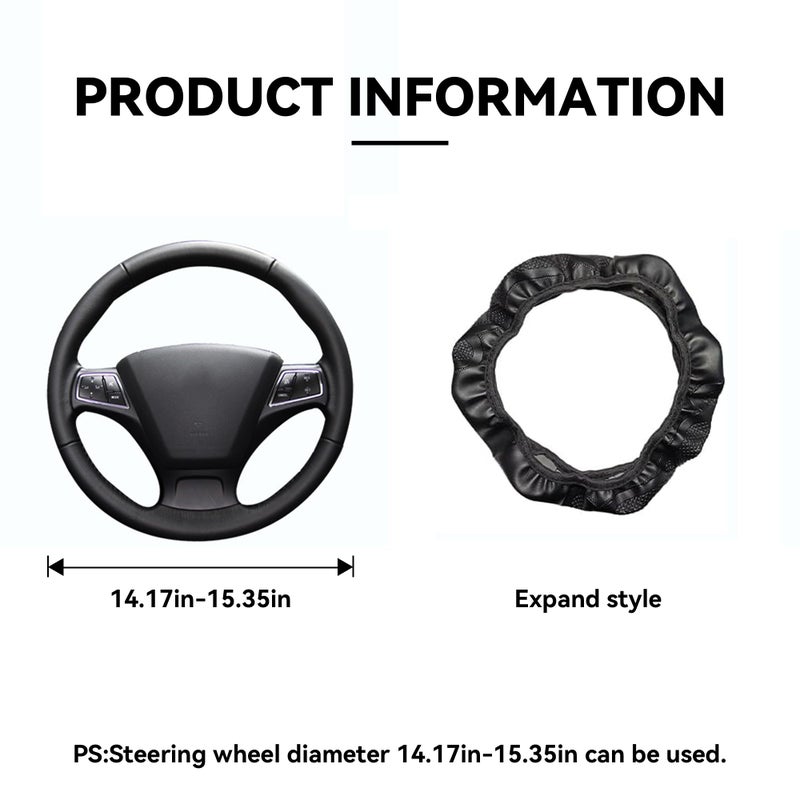 Couslcd Car Steering Wheel Cover, 15 inch Carbon Fiber Microfiber PU Leather Elastic Steering Wheel Protector for Men Women, Anti-Slip Breathable Car Interior Accessories for Most Cars (Purple) - Image 3