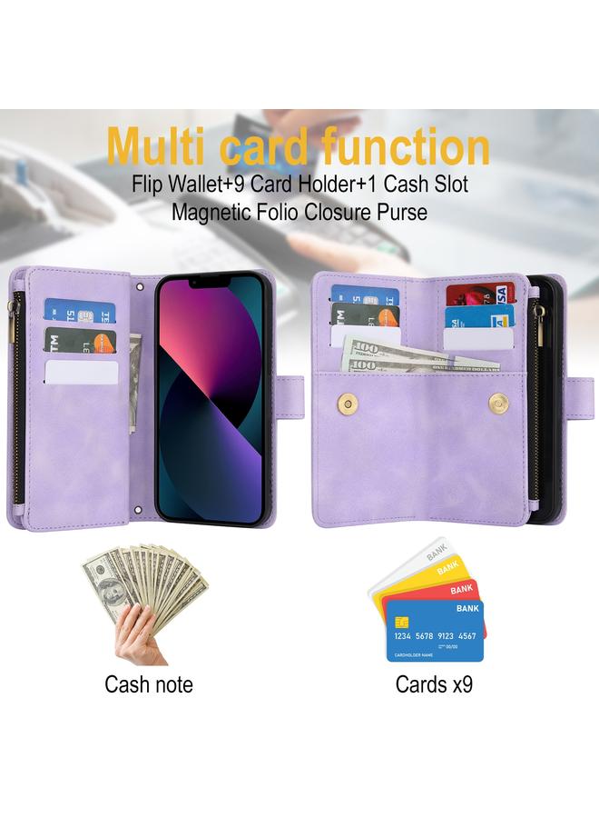 Zaboon Case For iPhone 13 Dream 9-Card Zipper Wallet RFID Leather Phone Case with Lanyard - Image 5