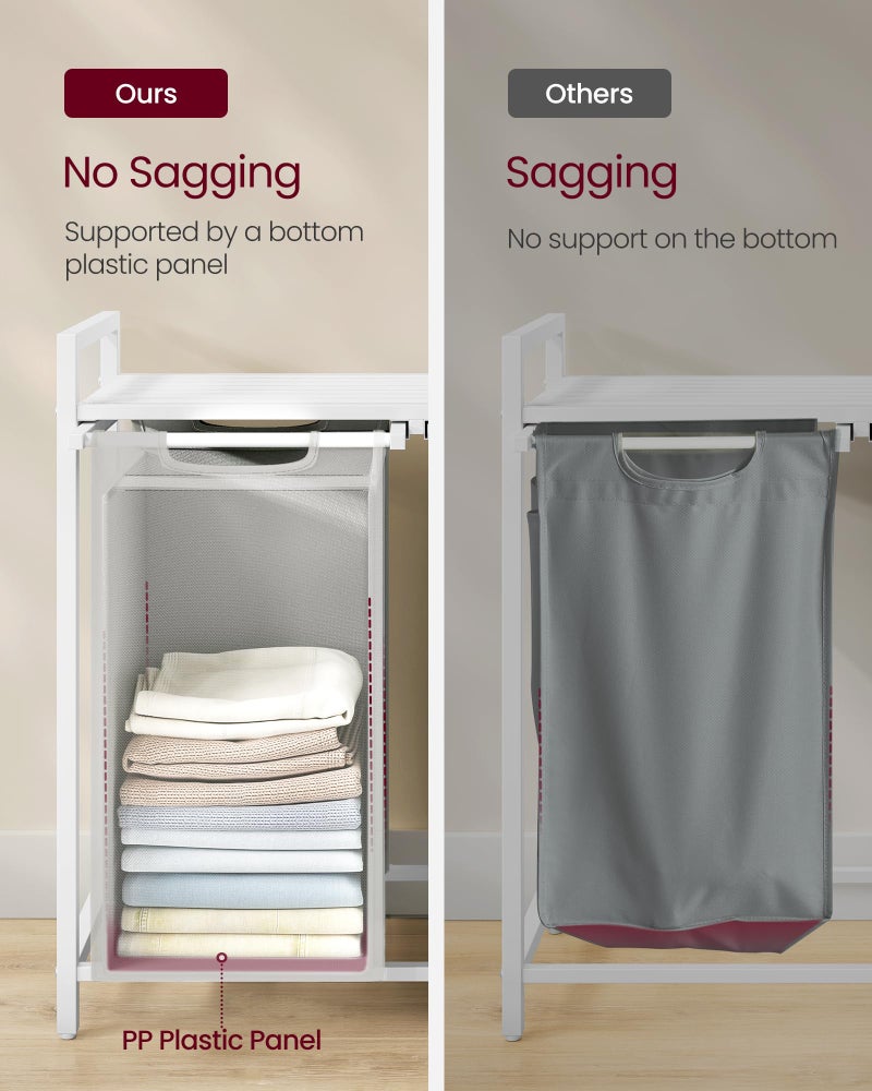 VASAGLE Laundry Hamper, Laundry Basket, Laundry Sorter with 2 Pull-Out and Removable Bags, Shelf, Metal Frame, 2 x 12.1 Gallons (46 L), 28.8 x 13 x 28.4 Inches, Slate Gray and Cloud White UBLH201W11 - Image 5