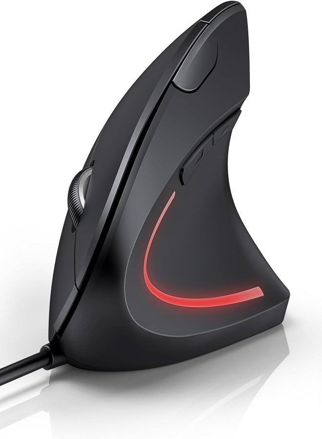 Wired Mouse, 6400 DPI Ergonomic Mouse 6 Buttons Silent Mice 4 Adjustable DPI Vertical Mouse Compatible with Windows/Chrome/Laptop/Computer - Image 1