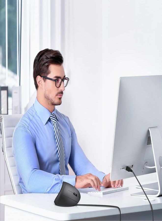 Wired Mouse, 6400 DPI Ergonomic Mouse 6 Buttons Silent Mice 4 Adjustable DPI Vertical Mouse Compatible with Windows/Chrome/Laptop/Computer - Image 5