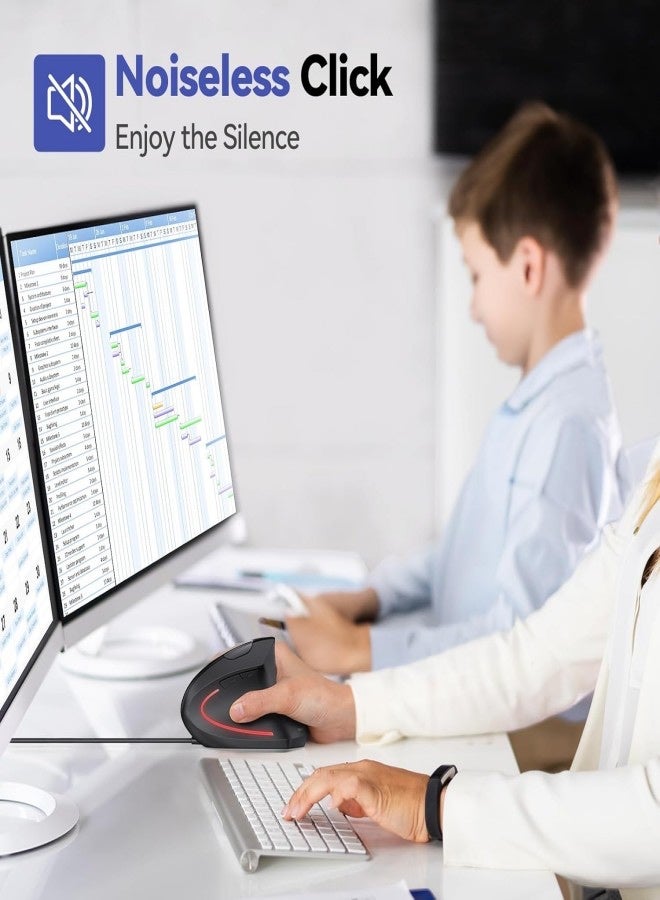 Wired Mouse, 6400 DPI Ergonomic Mouse 6 Buttons Silent Mice 4 Adjustable DPI Vertical Mouse Compatible with Windows/Chrome/Laptop/Computer - Image 3