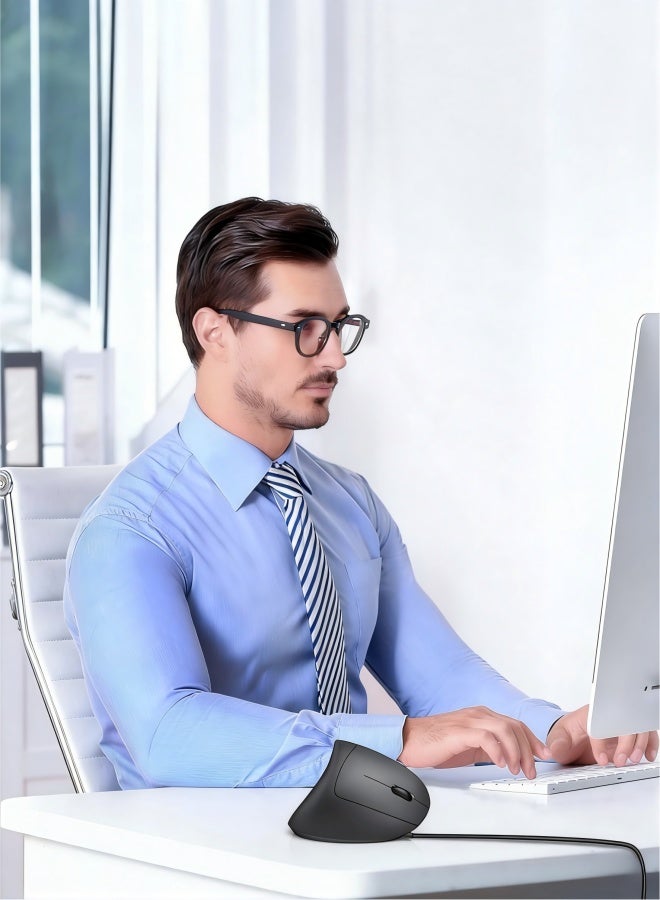 Wired Mouse, 6400 DPI Ergonomic Mouse 6 Buttons Silent Mice 4 Adjustable DPI Vertical Mouse Compatible with Windows/Chrome/Laptop/Computer - Image 4