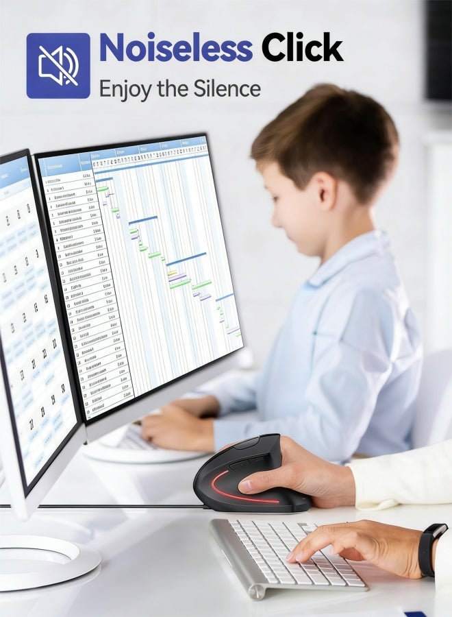 Wired Mouse, 6400 DPI Ergonomic Mouse 6 Buttons Silent Mice 4 Adjustable DPI Vertical Mouse Compatible with Windows/Chrome/Laptop/Computer - Image 2