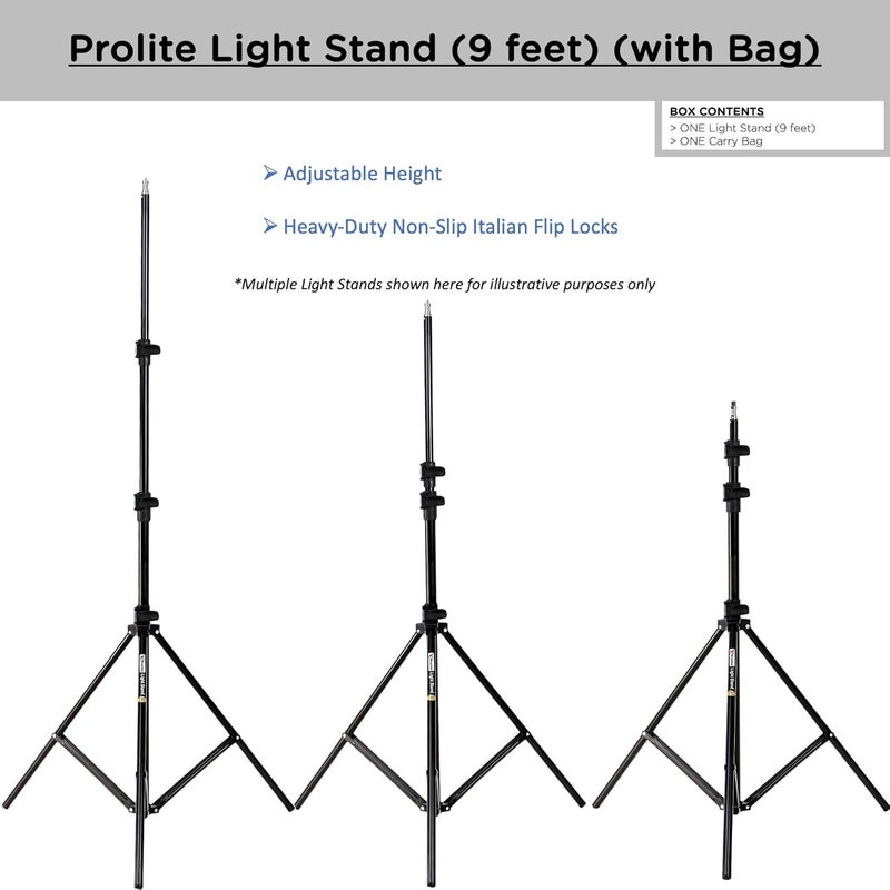 Pro-Lite حامل إضاءة ثقيل (9 أقدام) للإضاءة الدائرية، الفلاش، العاكس، الموزع، تصوير الاستوديو الفوتوغرافي والفيديو (قابل للحمل، قابل للطي مع حقيبة حمل) - Image 5