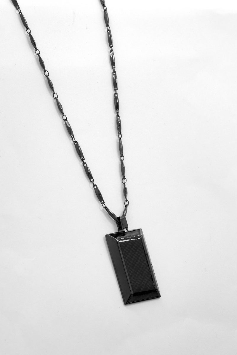 McLaren Men  Stainless Steel Acute Necklace With Pendant, Black - Image 1