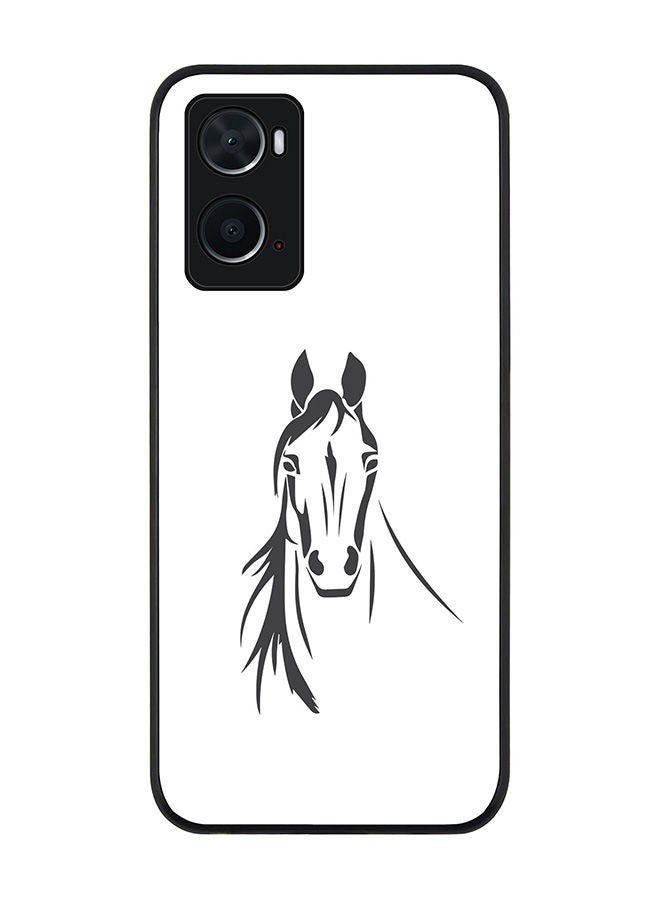 Stylizedd Rugged Black edge case for Oppo A96 4G/A36/A76 Slim fit Soft Case Flexible Rubber Edges Anti Drop TPU Gel Thin Cover - Arabian Stallion - Image 1