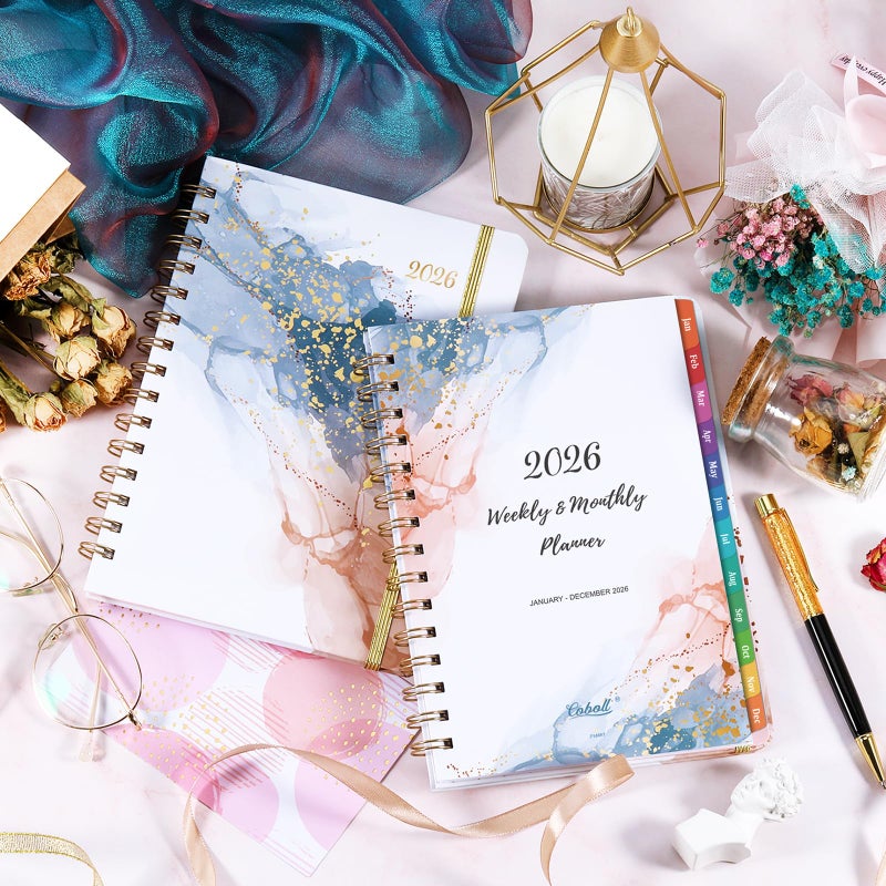 Coboll 2026 Planner - 2026 Planner Weekly and Monthly from January 2026 - December 2026, 8.5'' X 6.4'', Weekly Monthly Planners 12 Month with Colorful Tabs, Elastic Closure, Back Pocket - Image 2
