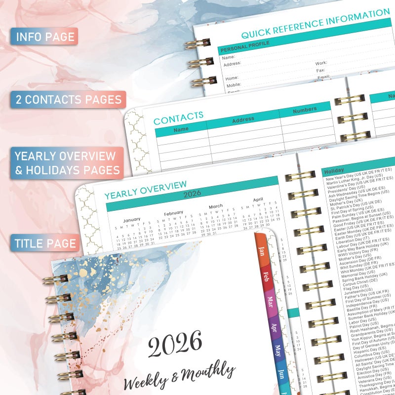 Coboll 2026 Planner - 2026 Planner Weekly and Monthly from January 2026 - December 2026, 8.5'' X 6.4'', Weekly Monthly Planners 12 Month with Colorful Tabs, Elastic Closure, Back Pocket - Image 5