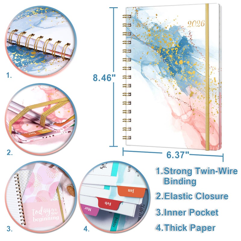 Coboll 2026 Planner - 2026 Planner Weekly and Monthly from January 2026 - December 2026, 8.5'' X 6.4'', Weekly Monthly Planners 12 Month with Colorful Tabs, Elastic Closure, Back Pocket - Image 3