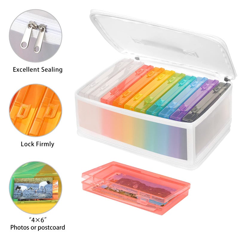 Gbivbe Photo Storage Case - 4x6 Size, Large Box Holds 1000 Photos, Card Storage, Handle Puzzle Cards Seed Packets, 9 Colors - Image 4